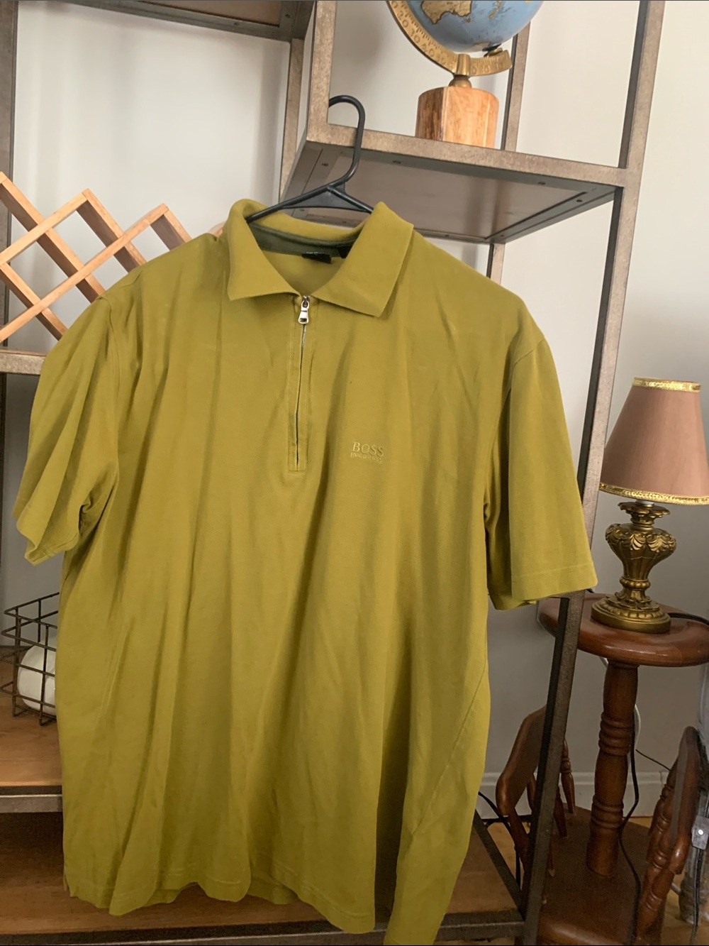 BOSS Olive Polo Zip Shirt